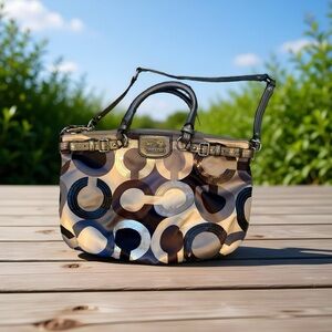 Coach Madison Op Art Sateen Sophia Satchel